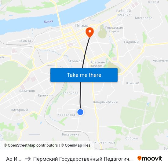 Ао Инкар to Пермский Государственный Педагогический Университет map