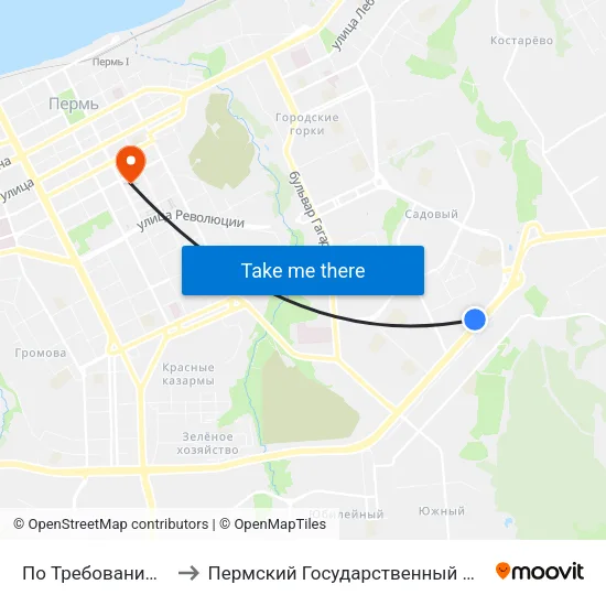 По Требованию (Ул. Старцева) to Пермский Государственный Педагогический Университет map