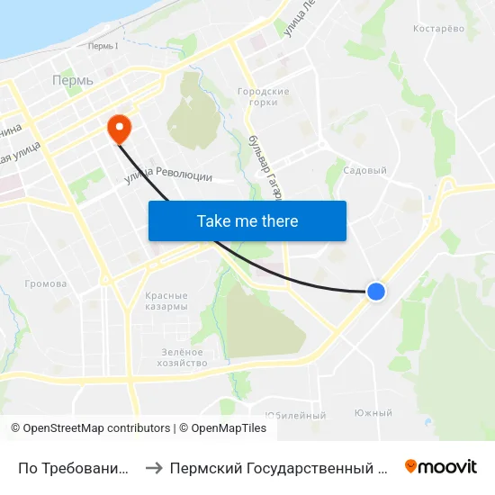 По Требованию (Ул. Старцева) to Пермский Государственный Педагогический Университет map