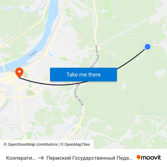 Кооператив Лесное to Пермский Государственный Педагогический Университет map