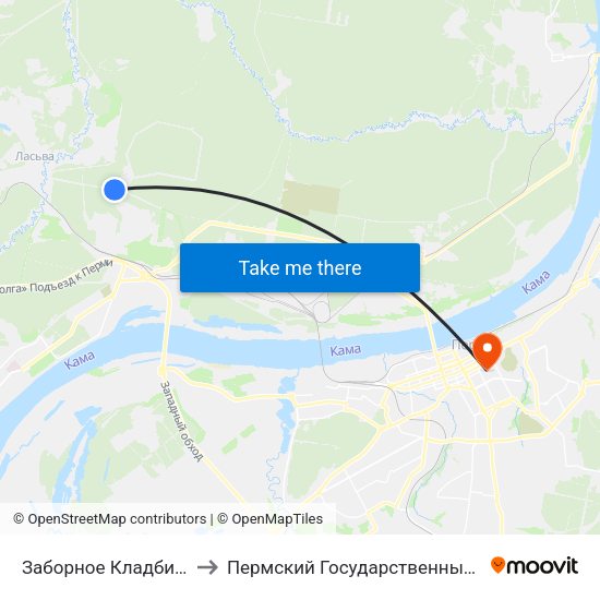 Заборное Кладбище (По Требованию) to Пермский Государственный Педагогический Университет map