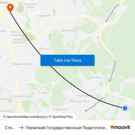 Стадион to Пермский Государственный Педагогический Университет map