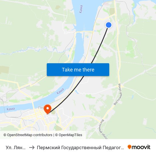 Ул. Лянгасова to Пермский Государственный Педагогический Университет map