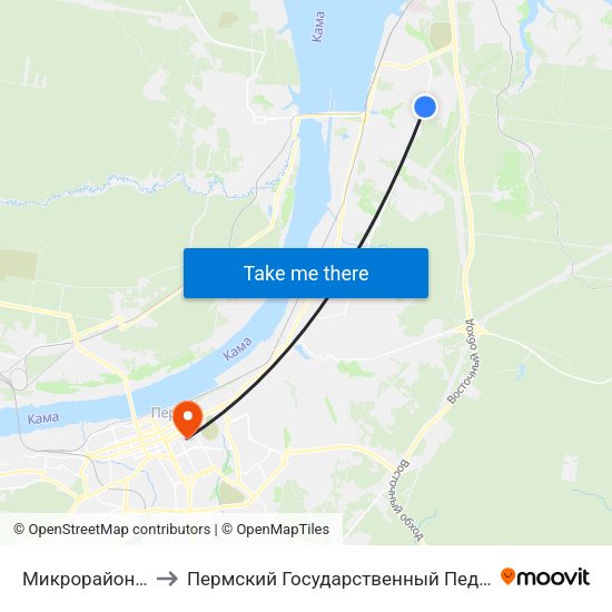 Микрорайон Январский to Пермский Государственный Педагогический Университет map