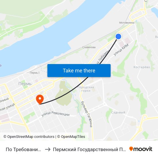 По Требованию (Ул. Грачева) to Пермский Государственный Педагогический Университет map
