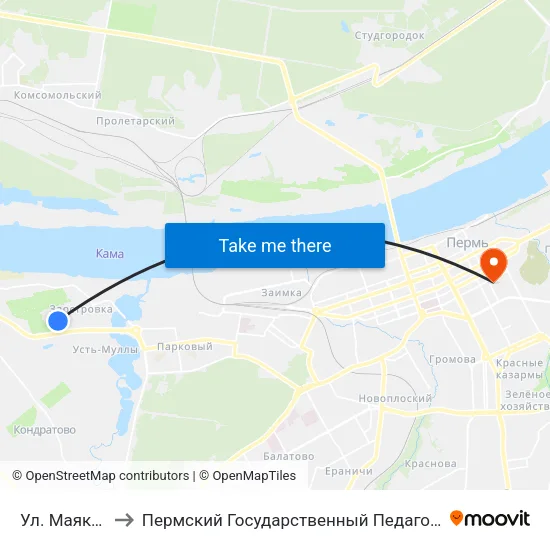 Ул. Маяковского to Пермский Государственный Педагогический Университет map