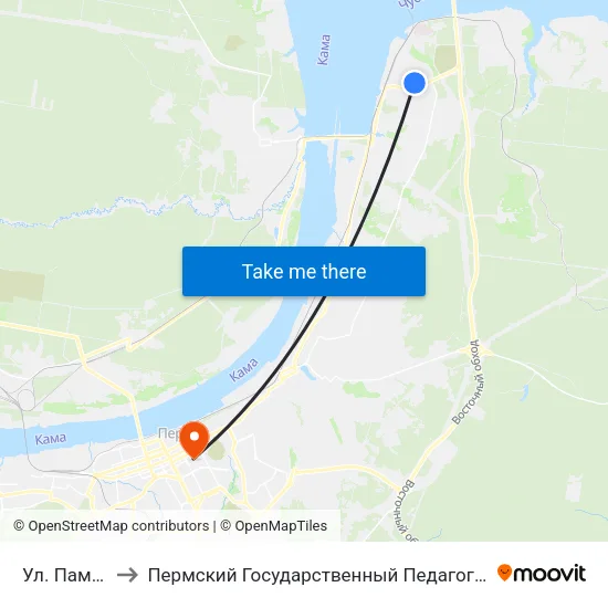 Ул. Памирская to Пермский Государственный Педагогический Университет map