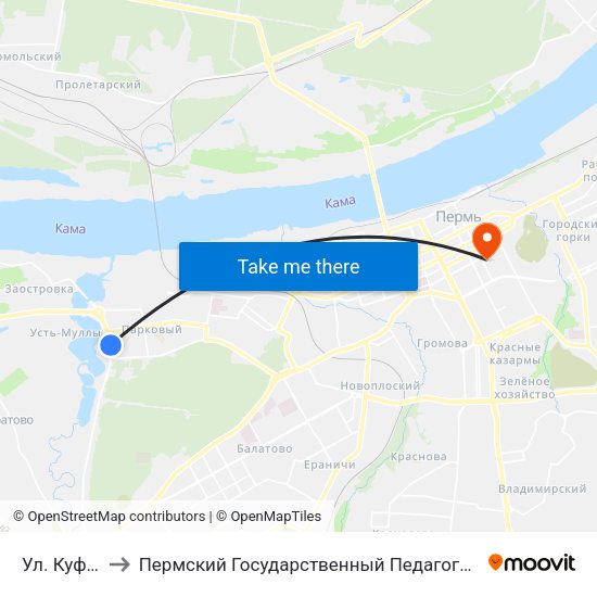 Ул. Куфонина to Пермский Государственный Педагогический Университет map