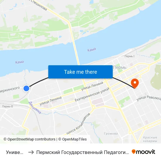 Университет to Пермский Государственный Педагогический Университет map