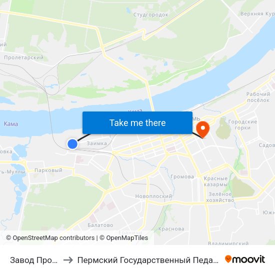 Завод Профнастила to Пермский Государственный Педагогический Университет map