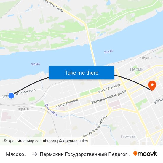 Мясокомбинат to Пермский Государственный Педагогический Университет map