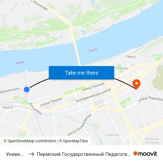 Университет to Пермский Государственный Педагогический Университет map