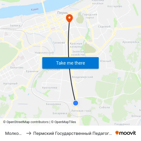Молкомбинат to Пермский Государственный Педагогический Университет map