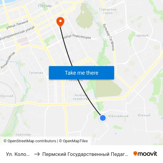 Ул. Коломенская to Пермский Государственный Педагогический Университет map