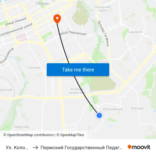 Ул. Коломенская to Пермский Государственный Педагогический Университет map