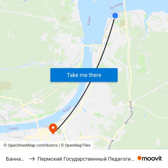 Банная Гора to Пермский Государственный Педагогический Университет map