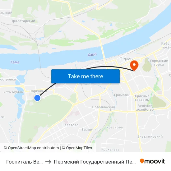 Госпиталь Ветеранов Вов to Пермский Государственный Педагогический Университет map
