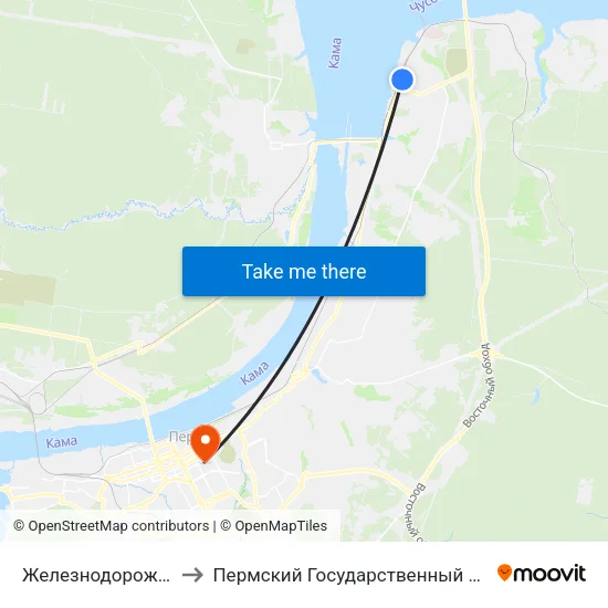 Железнодорожная Ст. Левшино to Пермский Государственный Педагогический Университет map