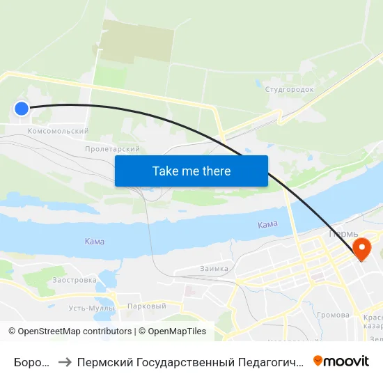 Боровики to Пермский Государственный Педагогический Университет map