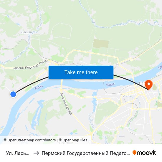 Ул. Ласьвинская to Пермский Государственный Педагогический Университет map