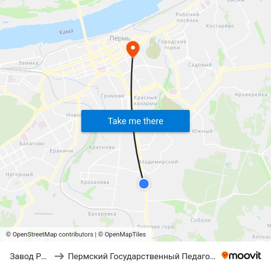 Завод Редуктор to Пермский Государственный Педагогический Университет map