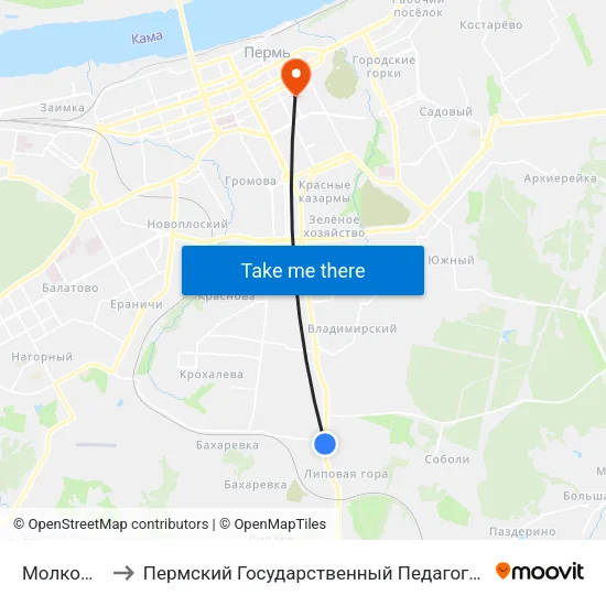 Молкомбинат to Пермский Государственный Педагогический Университет map