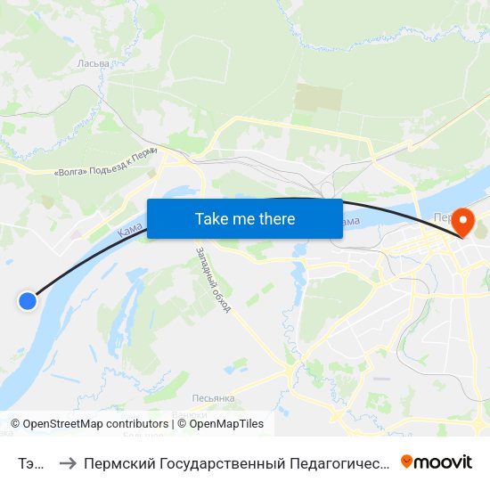 Тэц-17 to Пермский Государственный Педагогический Университет map