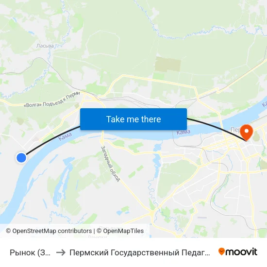 Рынок (Закамск) to Пермский Государственный Педагогический Университет map