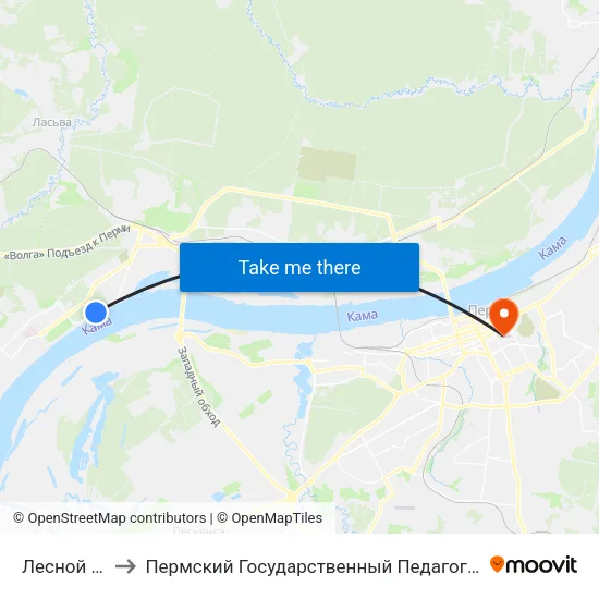 Лесной Уголок to Пермский Государственный Педагогический Университет map