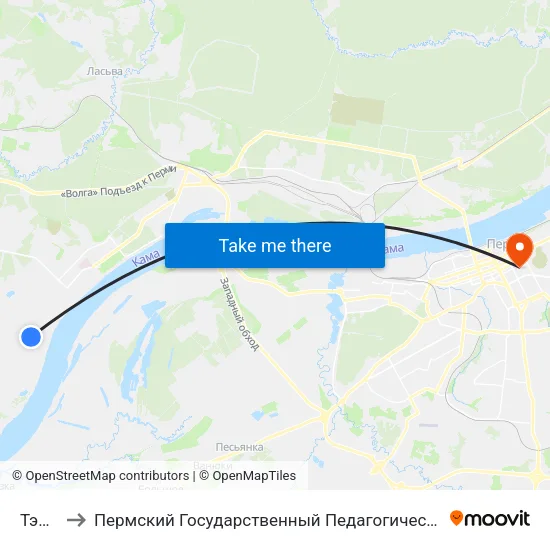 Тэц-17 to Пермский Государственный Педагогический Университет map