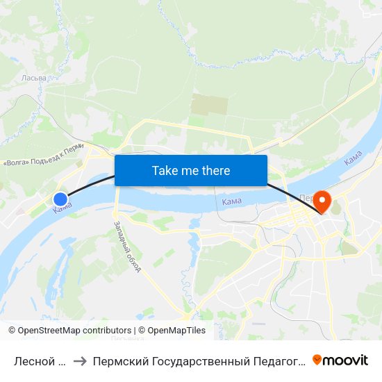 Лесной Уголок to Пермский Государственный Педагогический Университет map