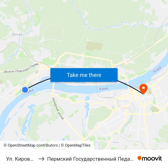 Ул. Кировоградская to Пермский Государственный Педагогический Университет map