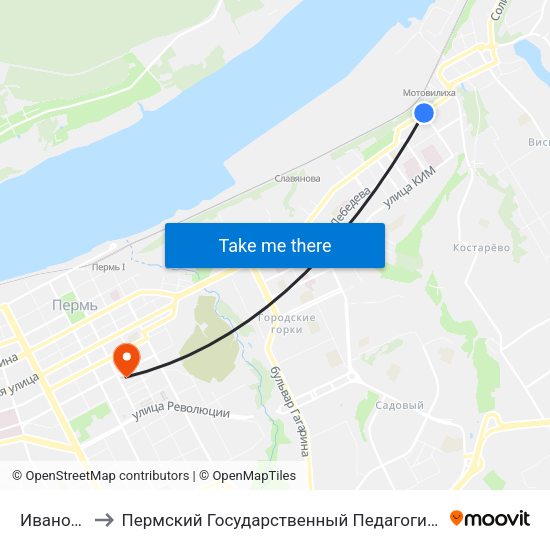 Ивановская to Пермский Государственный Педагогический Университет map