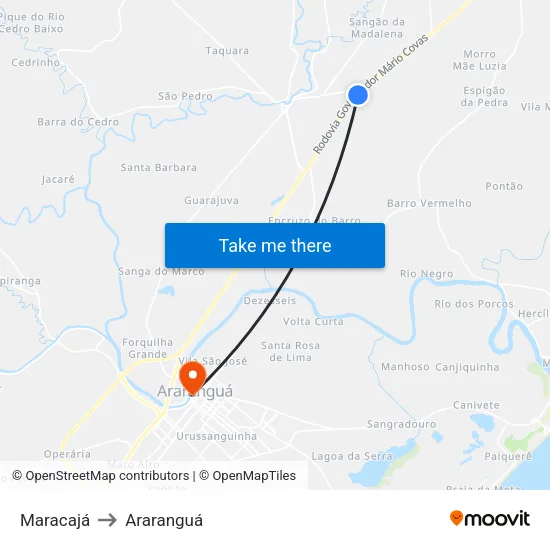 Maracajá to Araranguá map