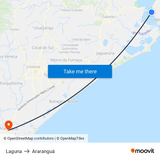 Laguna to Araranguá map