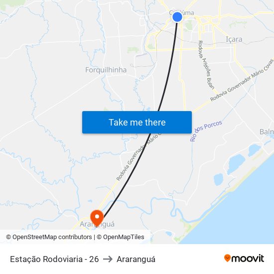 Estação Rodoviaria - 26 to Araranguá map