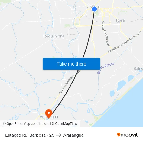 Estação Rui Barbosa - 25 to Araranguá map