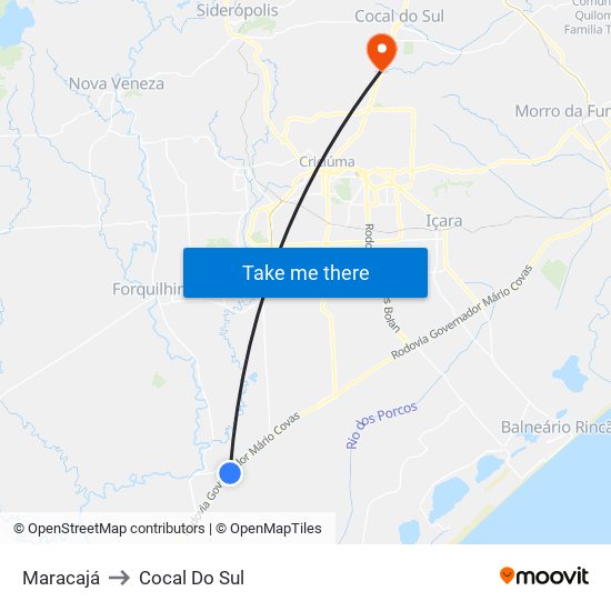 Maracajá to Cocal Do Sul map