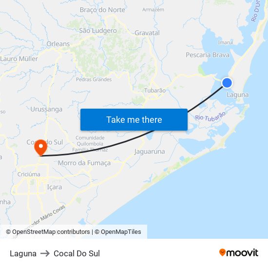 Laguna to Cocal Do Sul map