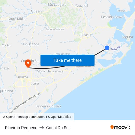 Ribeirao Pequeno to Cocal Do Sul map