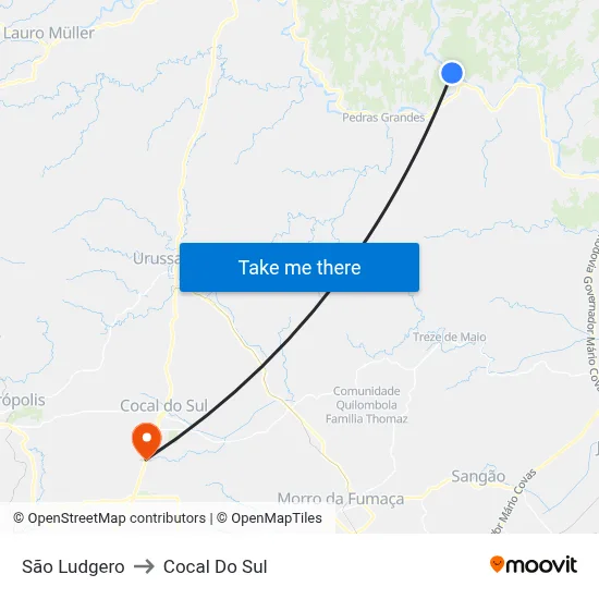 São Ludgero to Cocal Do Sul map