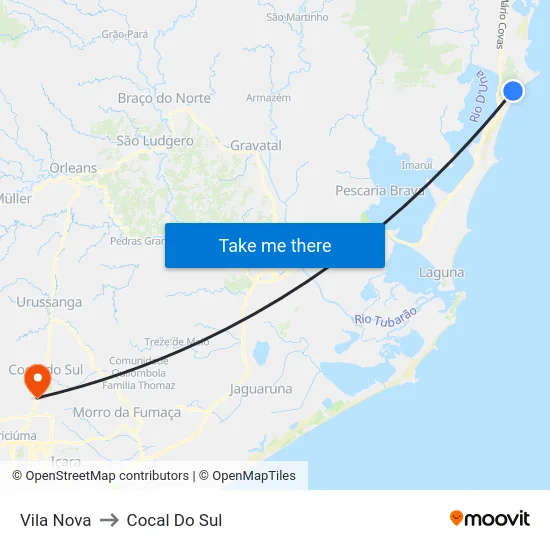 Vila Nova to Cocal Do Sul map