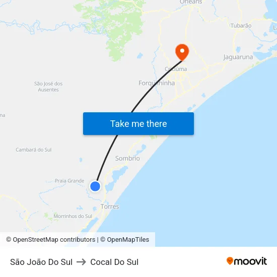 São João Do Sul to Cocal Do Sul map