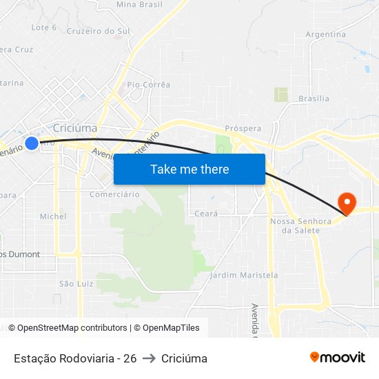 Estação Rodoviaria - 26 to Criciúma map