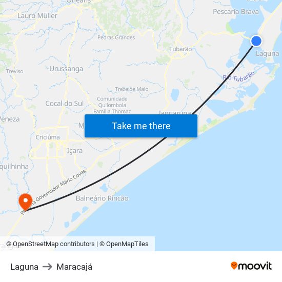 Laguna to Maracajá map