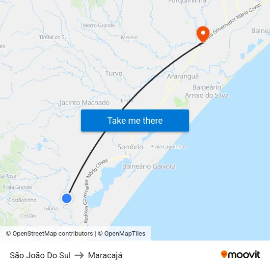 São João Do Sul to Maracajá map