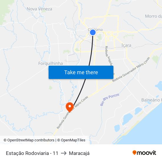 Estação Rodoviaria - 11 to Maracajá map