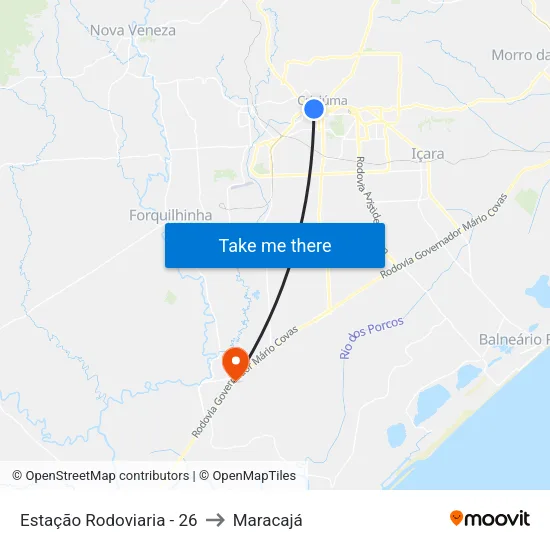 Estação Rodoviaria - 26 to Maracajá map