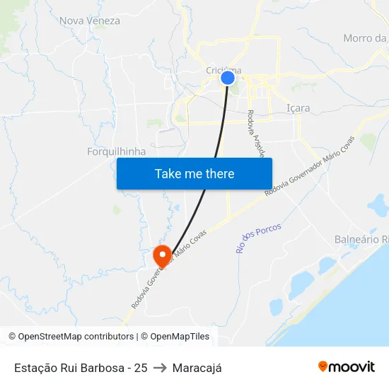 Estação Rui Barbosa - 25 to Maracajá map