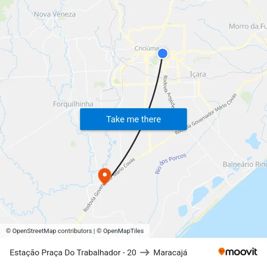 Estação Praça Do Trabalhador - 20 to Maracajá map